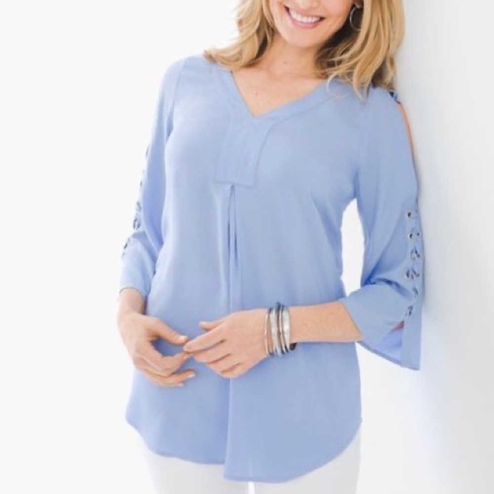 Chico’s Lace Up Cold Shoulder Fashion Top